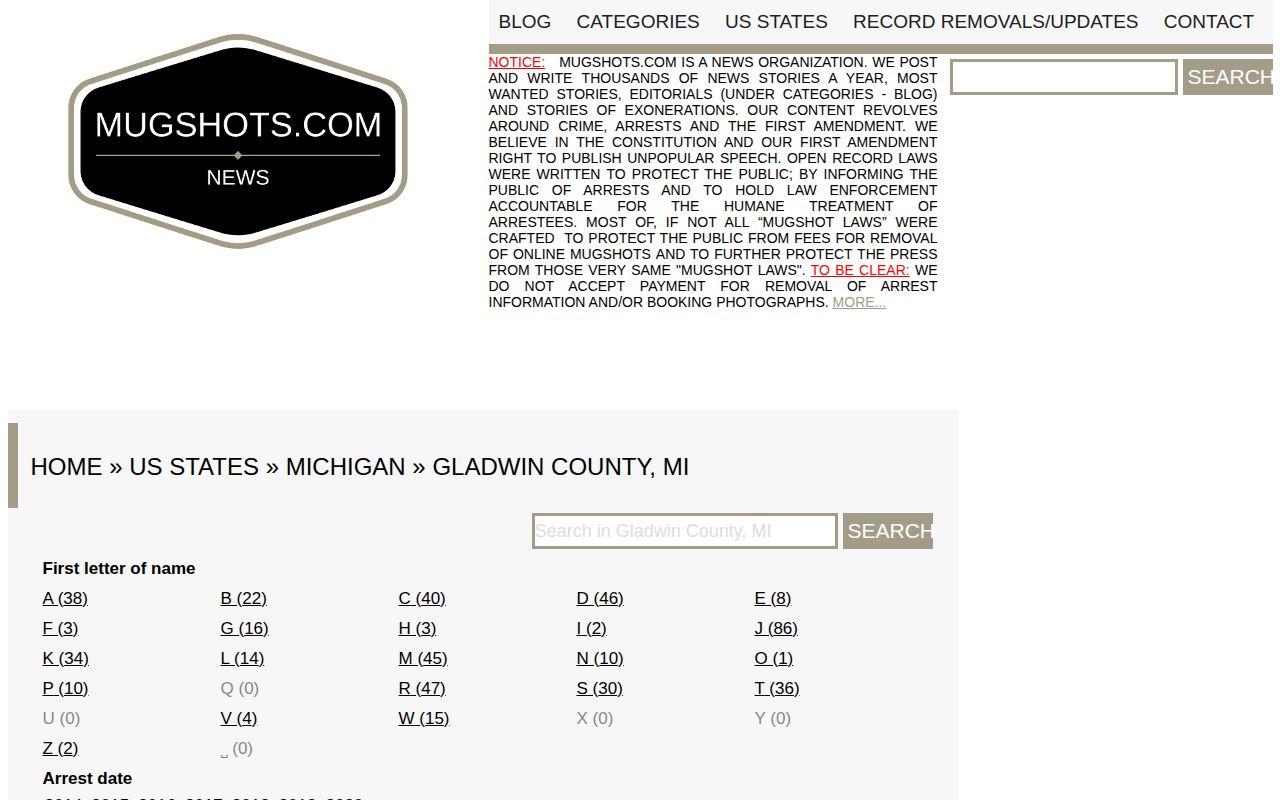 Historical unofficial Gladwin County records page