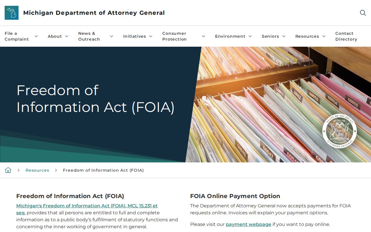 Michigan Attorney General FOIA guidance
