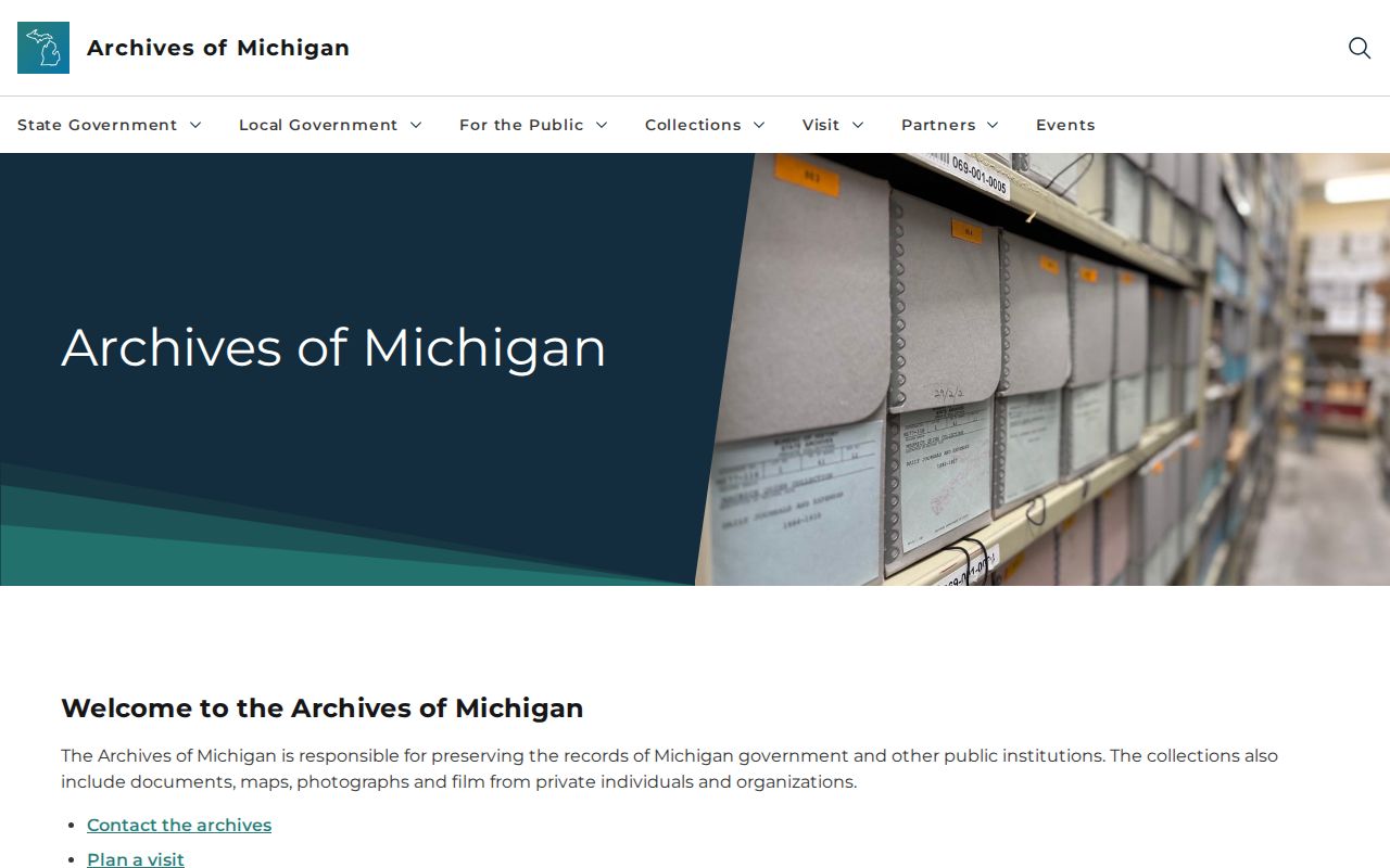 Archives of Michigan official records page